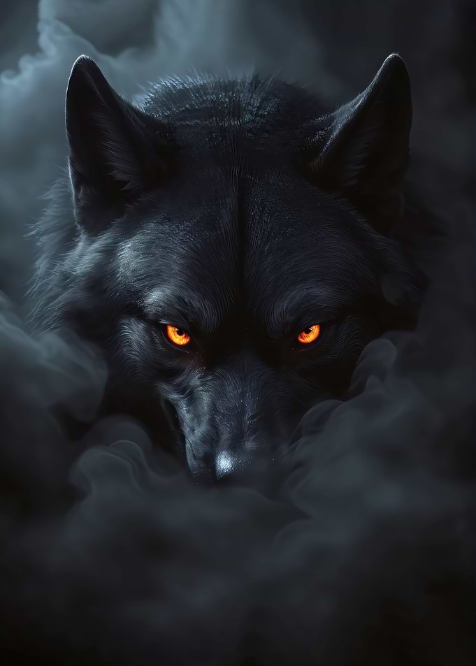 Wild black wolf halloween