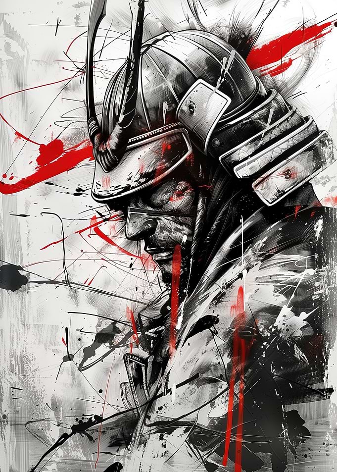 Japanese Samurai Red Black