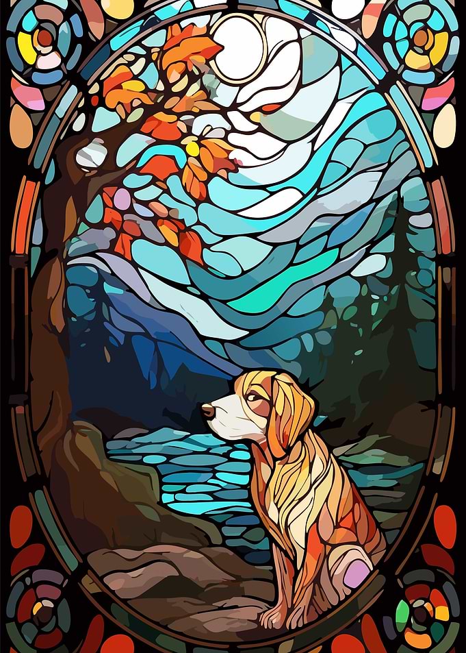 Dog in Stained Glass