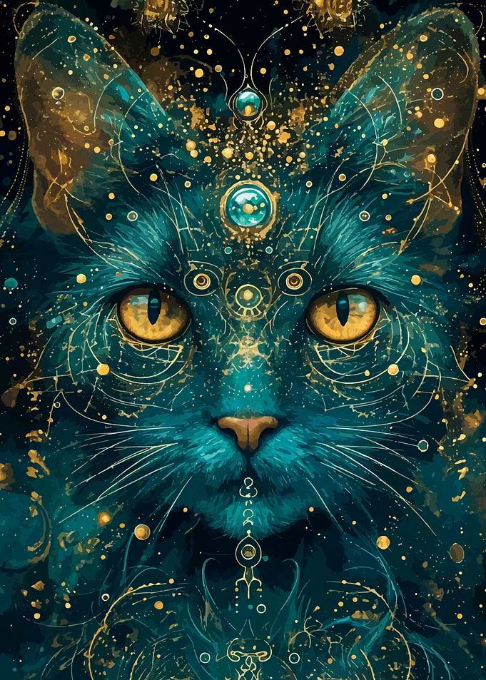abstract kintsugi cat