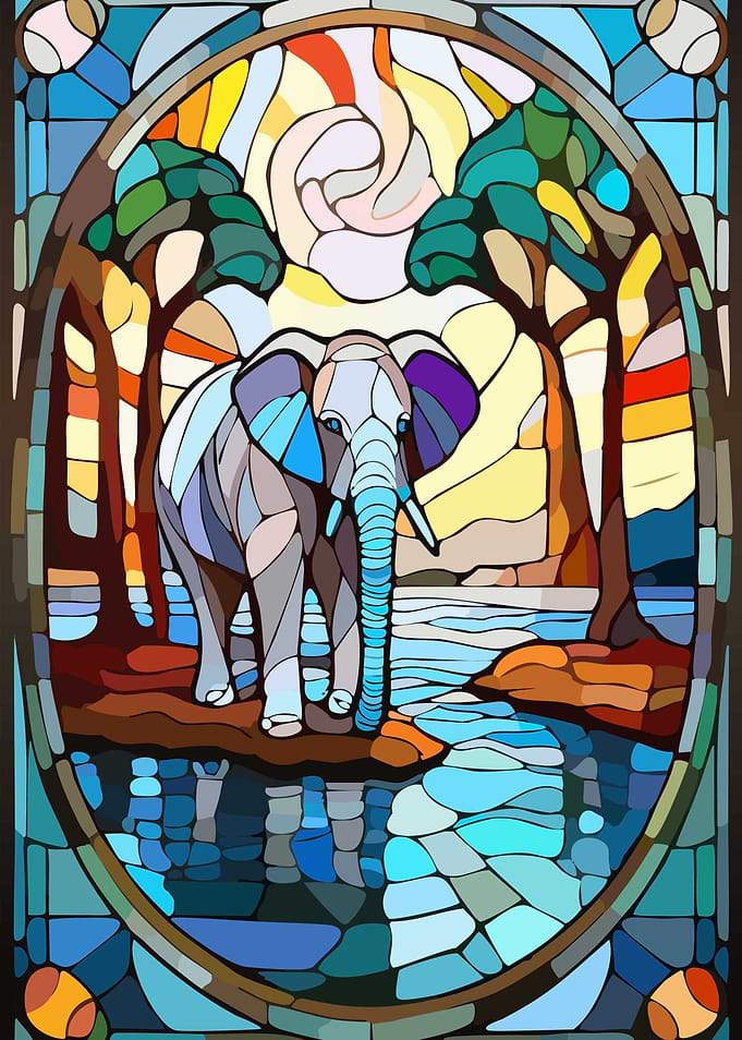 Elephant in Stained Glass