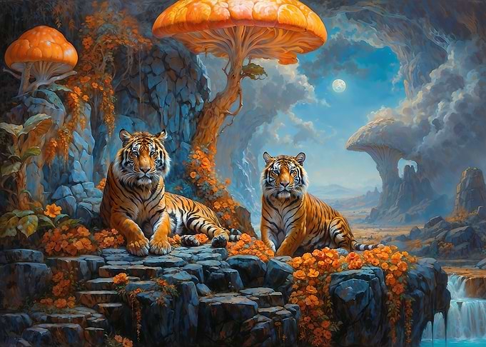 Surreal Shroom Tigers