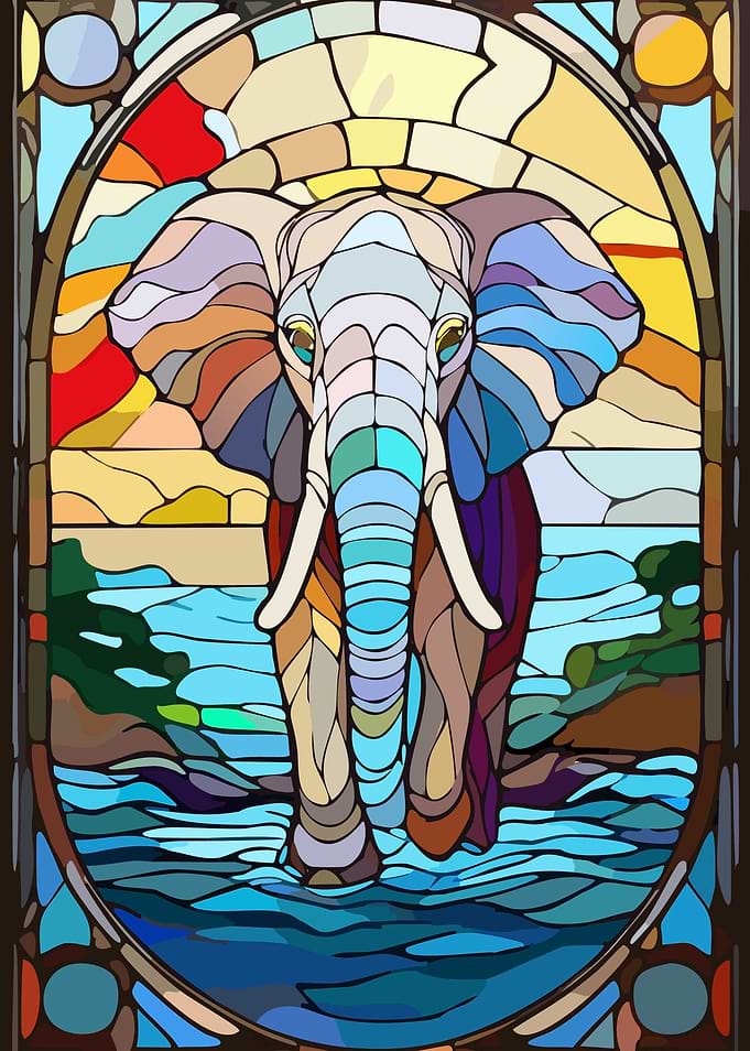 Elephant in Stained Glass