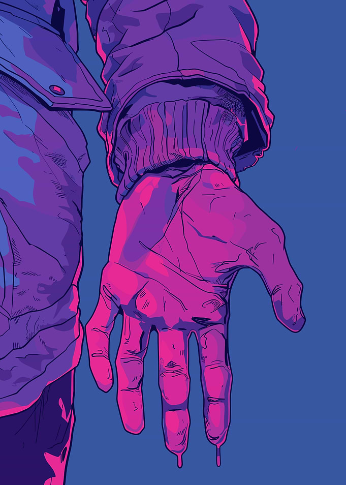 Bloody Hand Pink Retro
