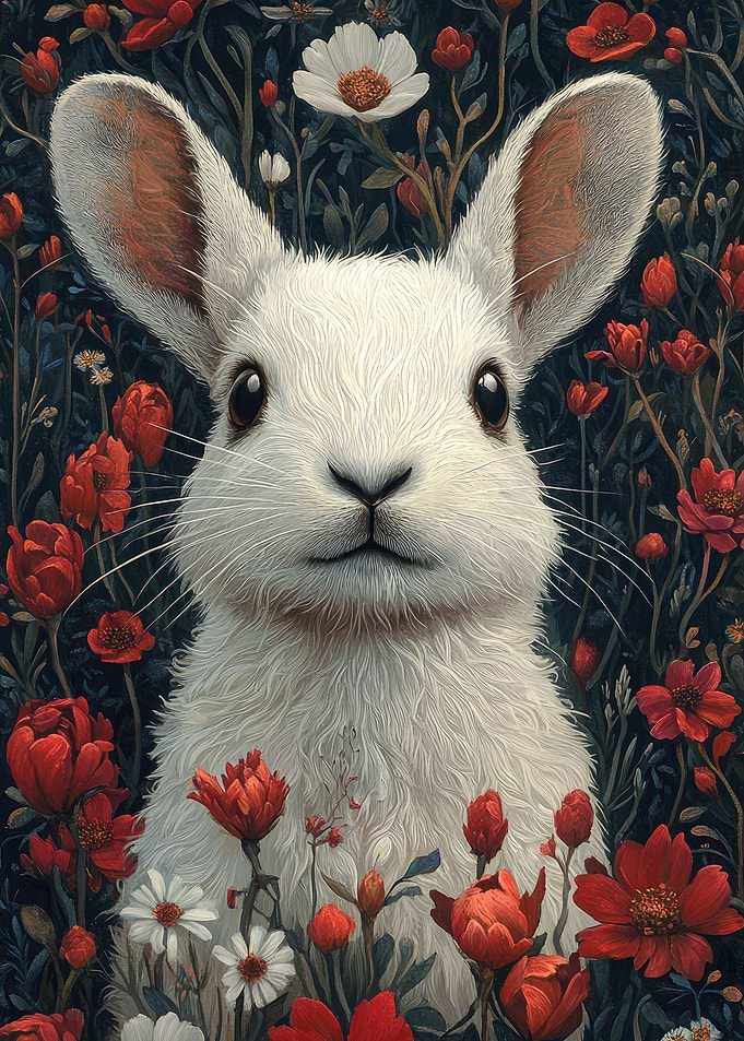 Floral White Bunny