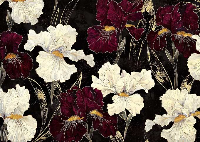 Red And White Irises
