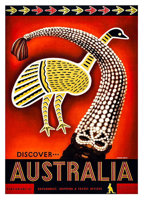 Discover Australia Poster — retro travel art printed on metal