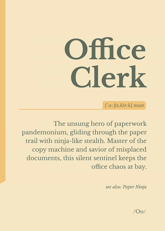Office clerk dictionary