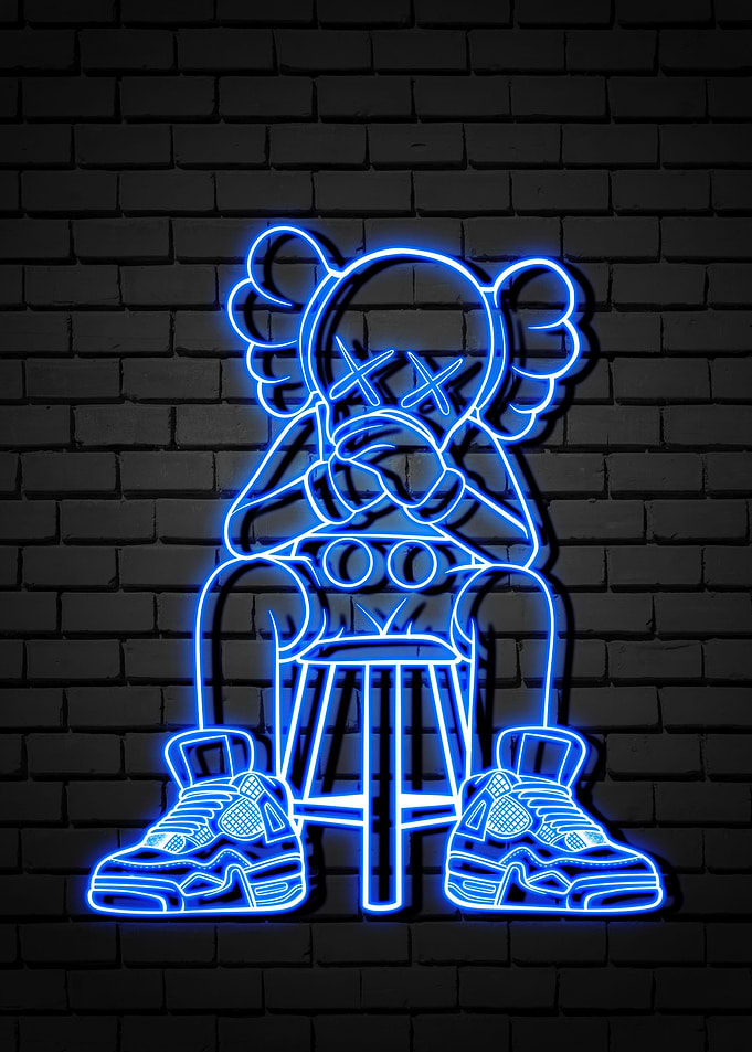 Blue neon kaws