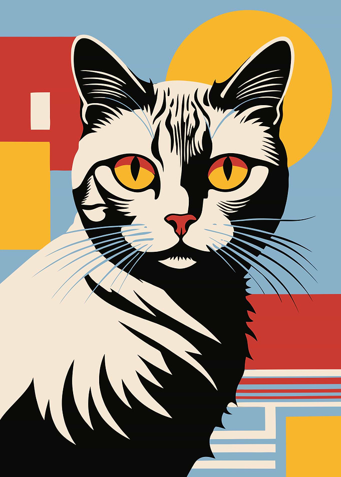 Bauhaus Cat Poster