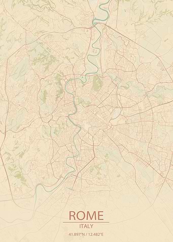 Rome Italy Vintage Map