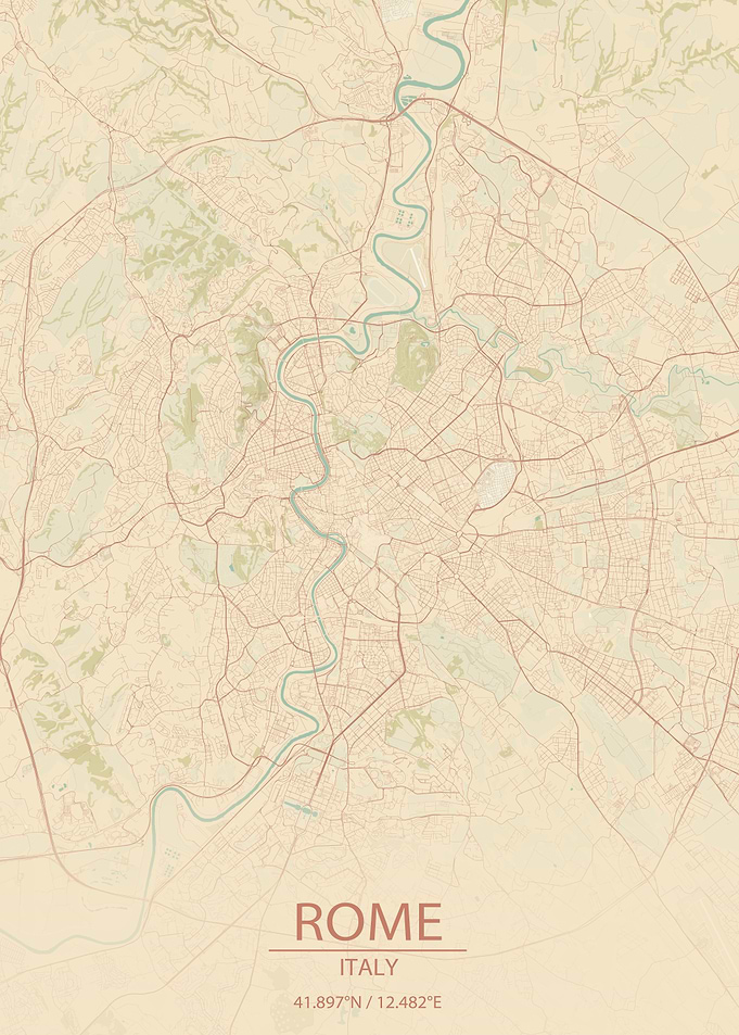 Rome Italy Vintage Map