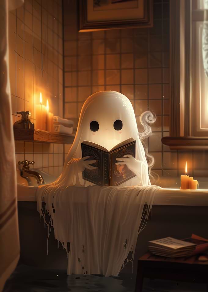 Ghost Reading Book in Bath