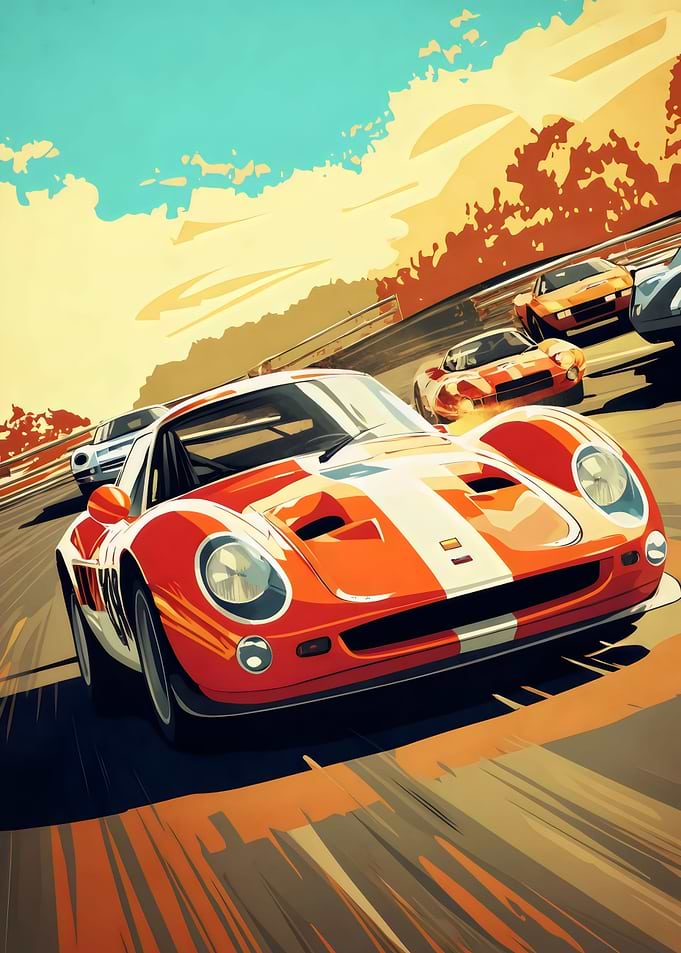 Retro car racing scene