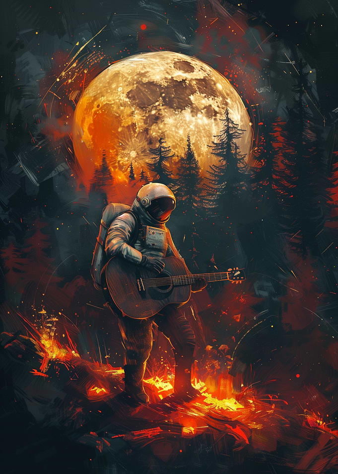 Astronaut Playing Guitar