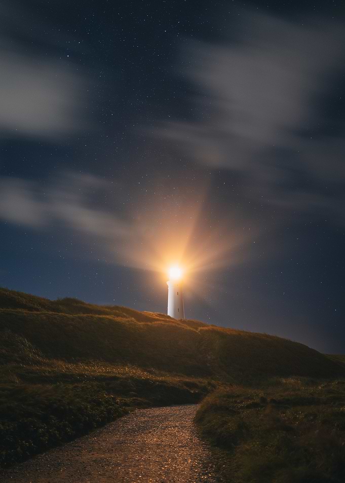 Lighthouse at Night. - Hirtshals