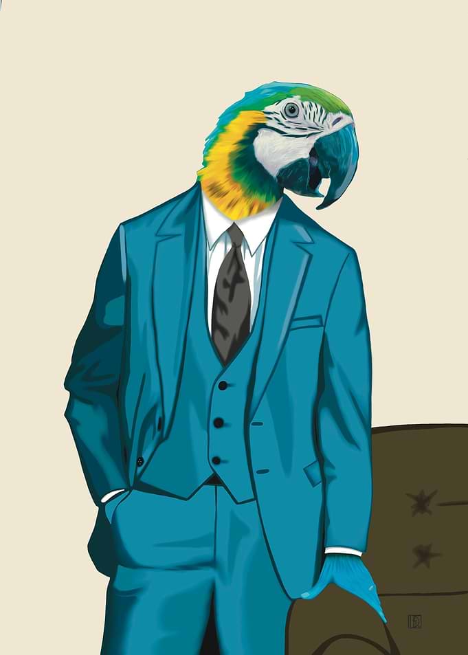 Parrot in a suit