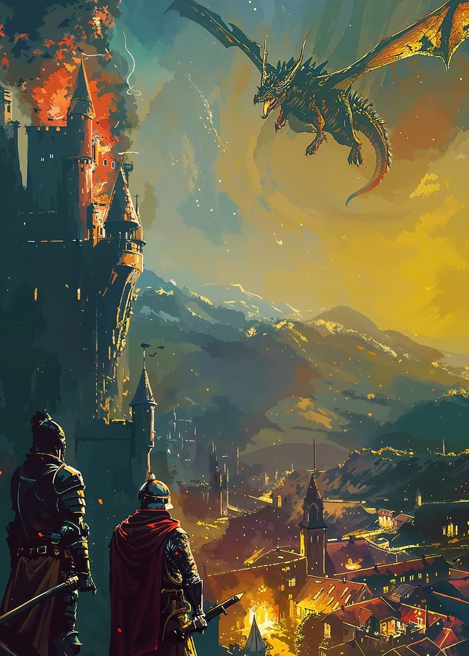 Dragon Attack on Castle