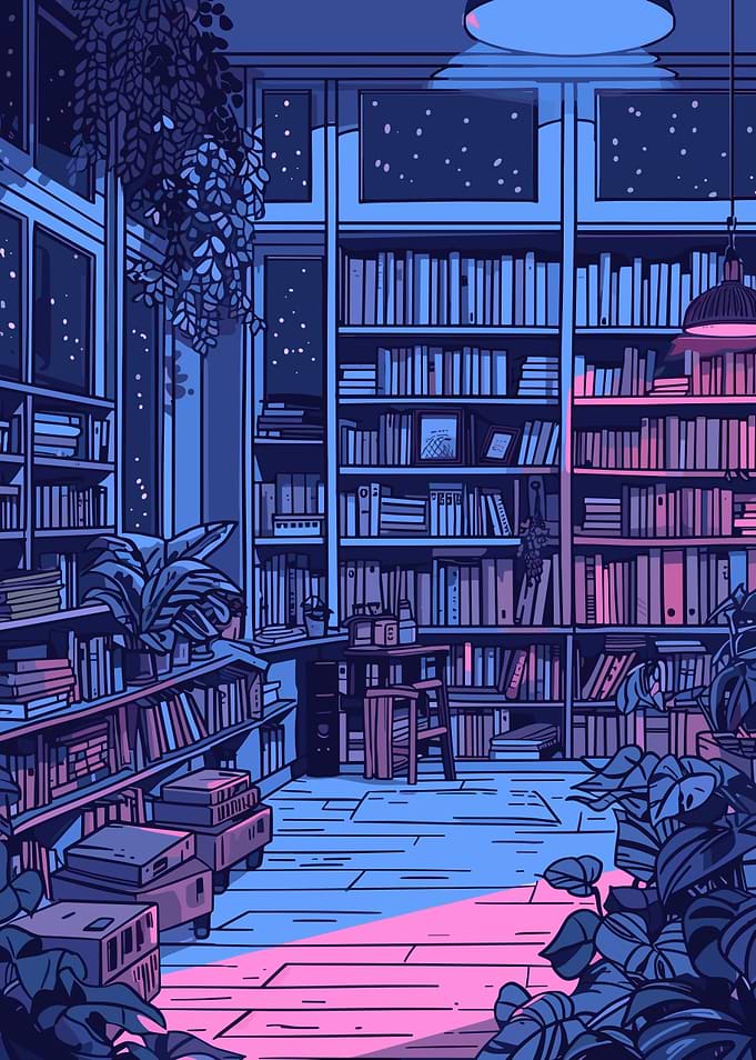 Library Lofi Pink Retro