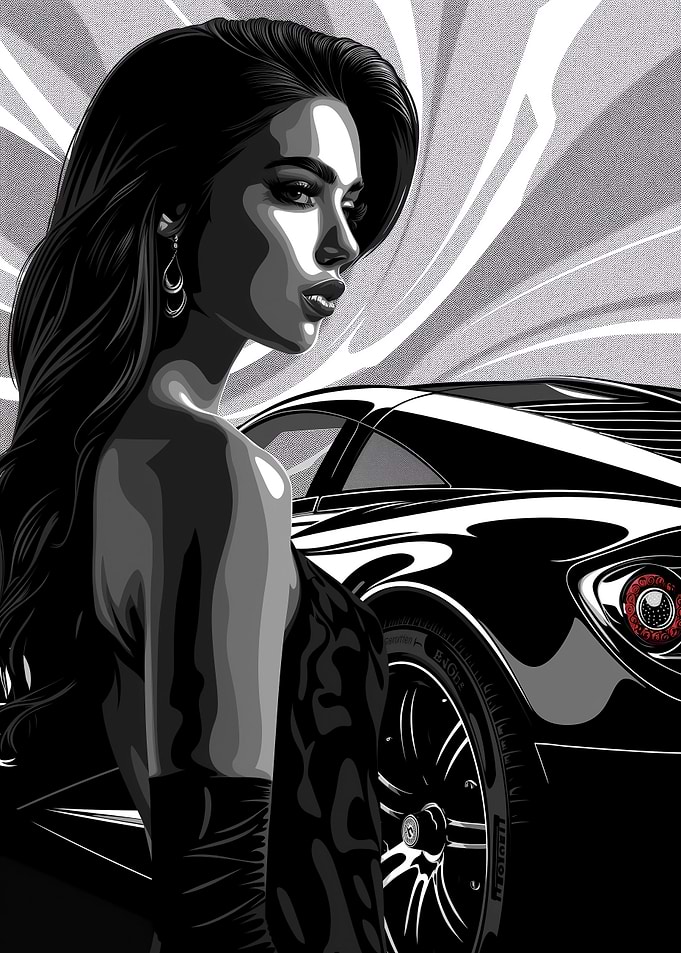 Stylish woman in black