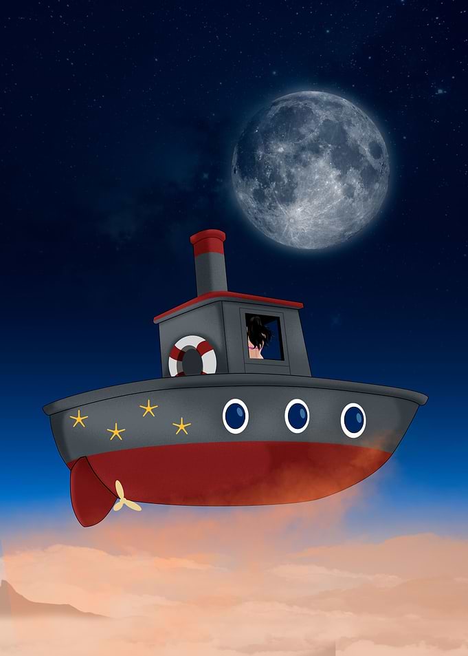 a ship in the sky