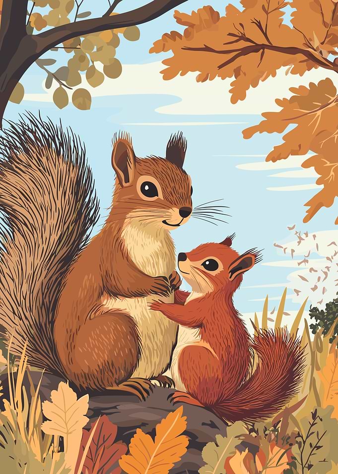 Squirrel Family Poster
