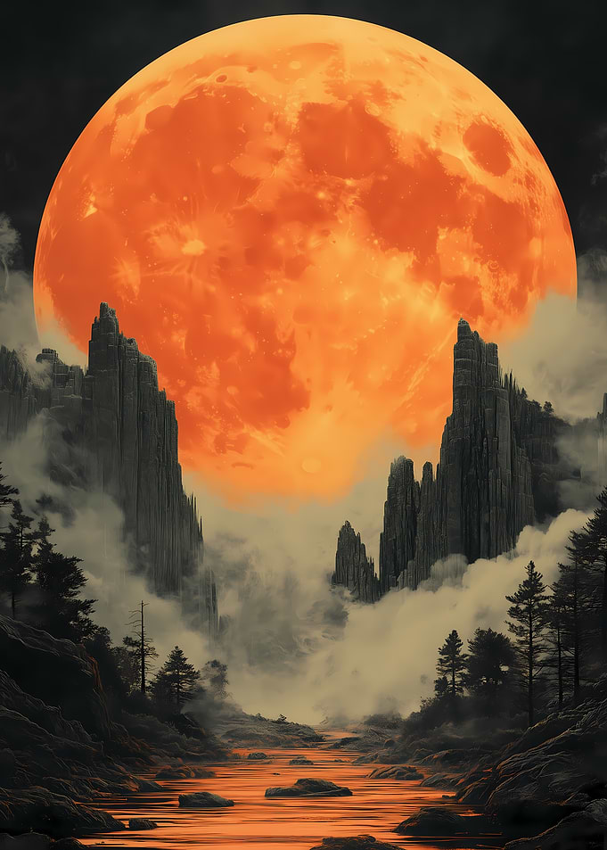 Orange Moon Landscape
