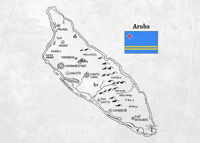 Handdrawn Map of Aruba
