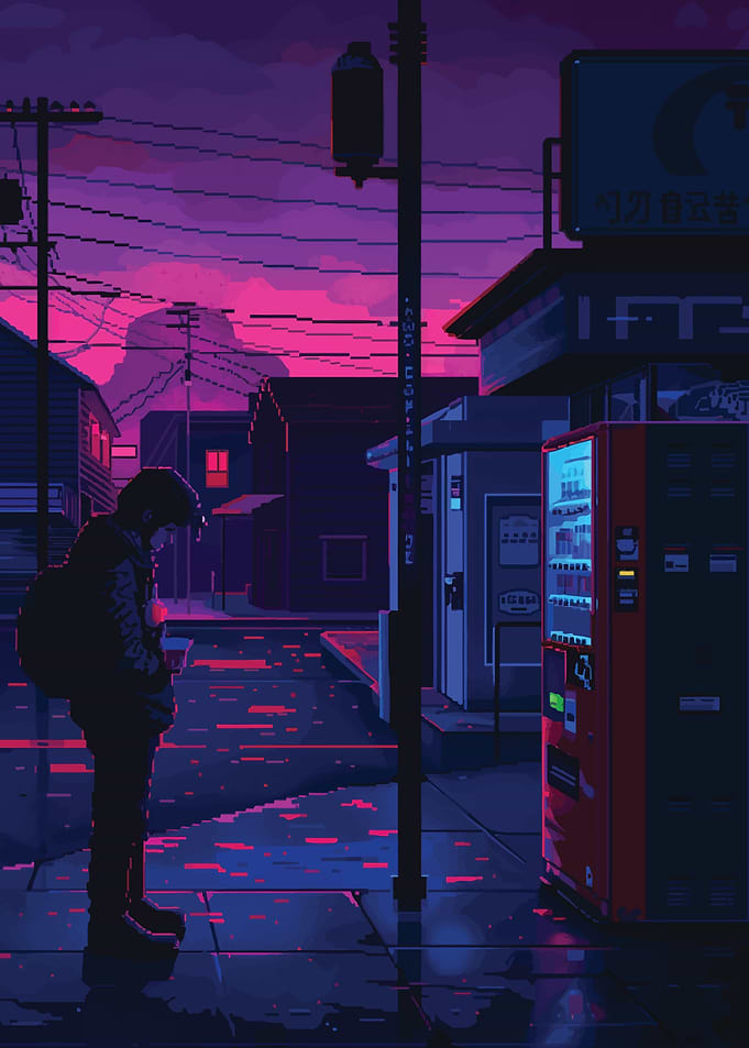 Walking Night City Street