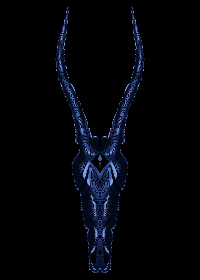 Blue Intricate Skull