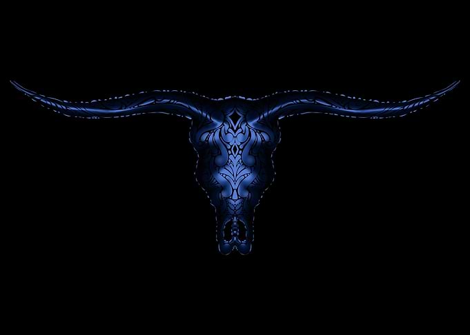 Blue Bull Skull Art