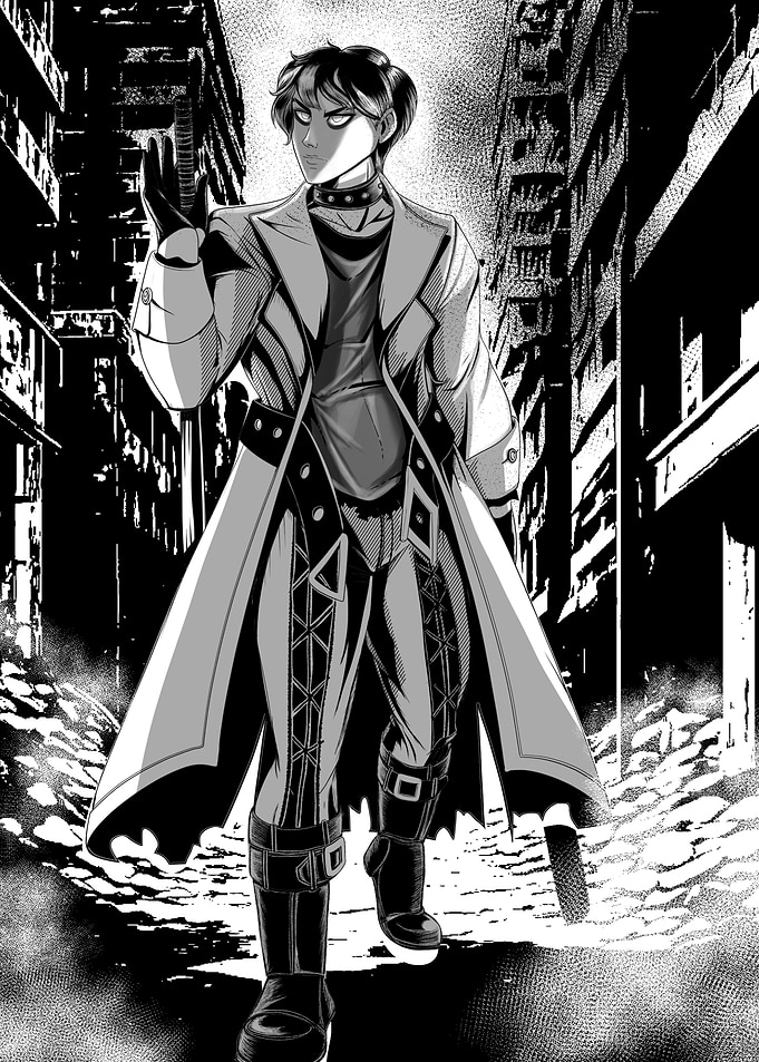 Black and White Anime Character