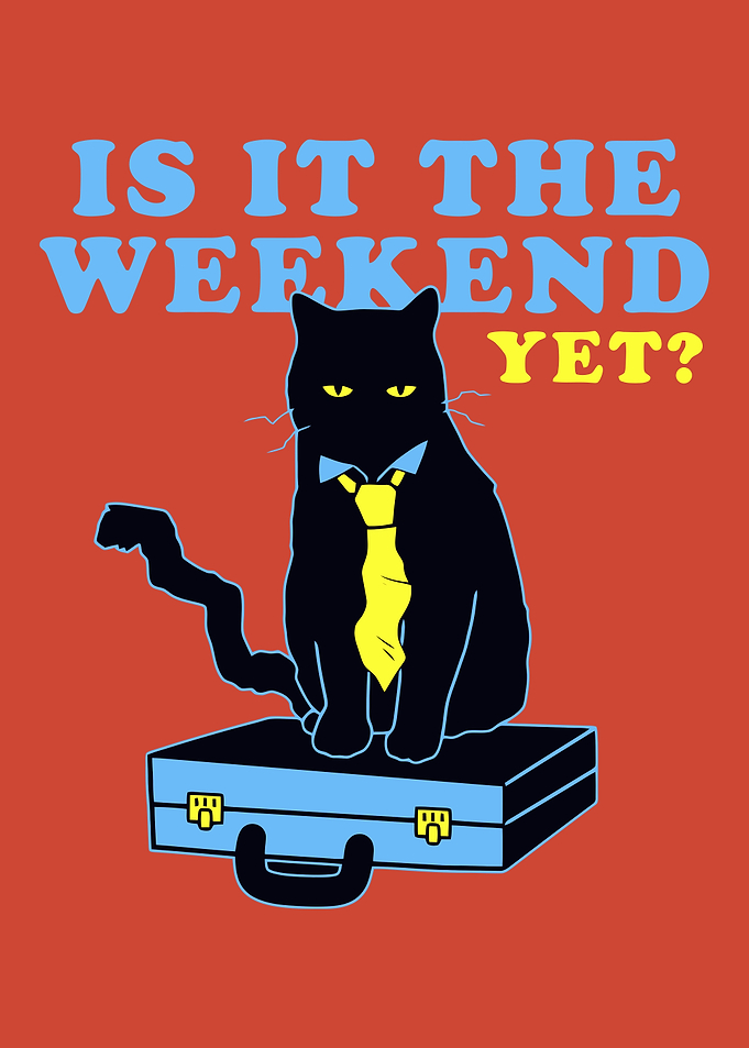 Cat Waiting for Weekend
