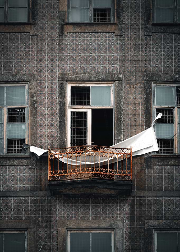 Balcony with White Sheet in Porto
