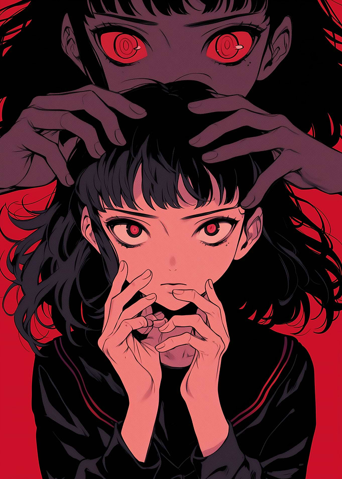 Anime Girl with Red Eyes