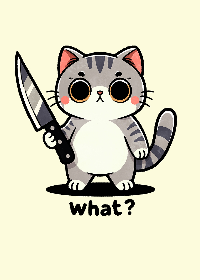Cute Cat with Knife