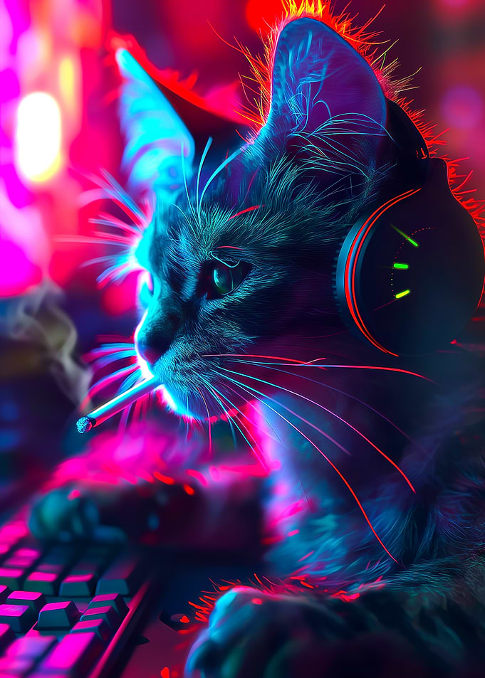 Gamer Cat Smoking