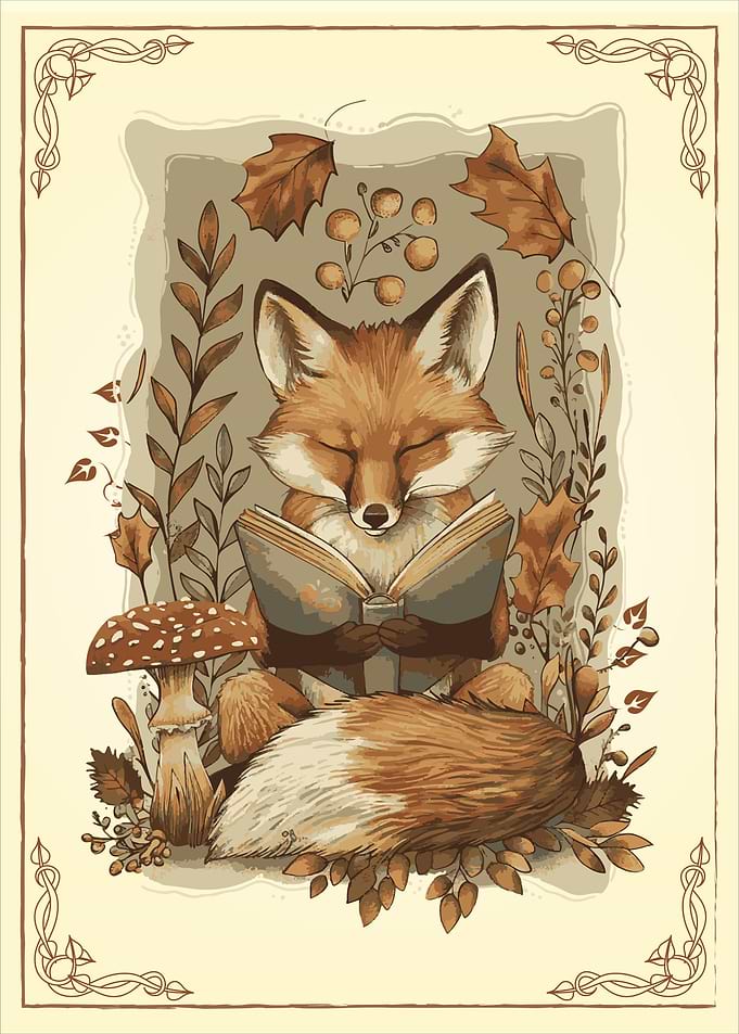 Cottagecore Fox Reading Autumn