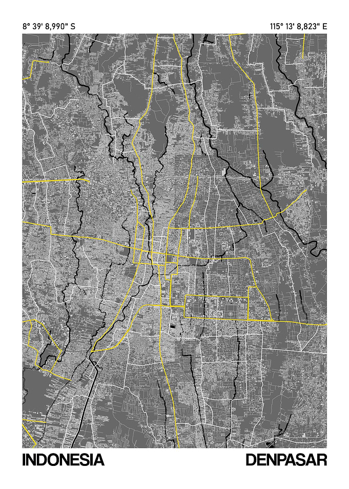 Denpasar Map Poster