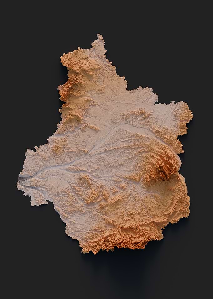 Centre Region relief map