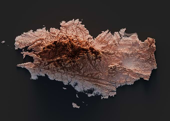 Bretagne Relief Map