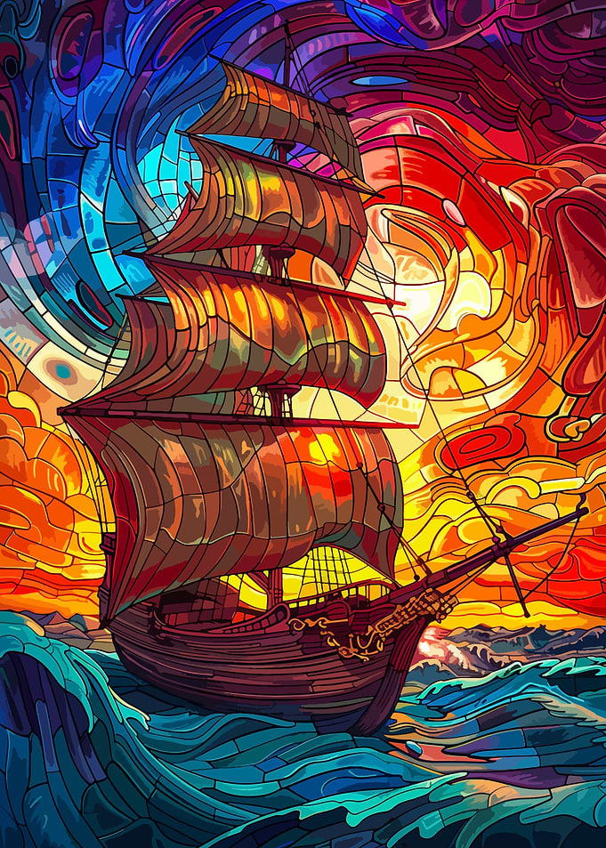 Stained Glass Ship