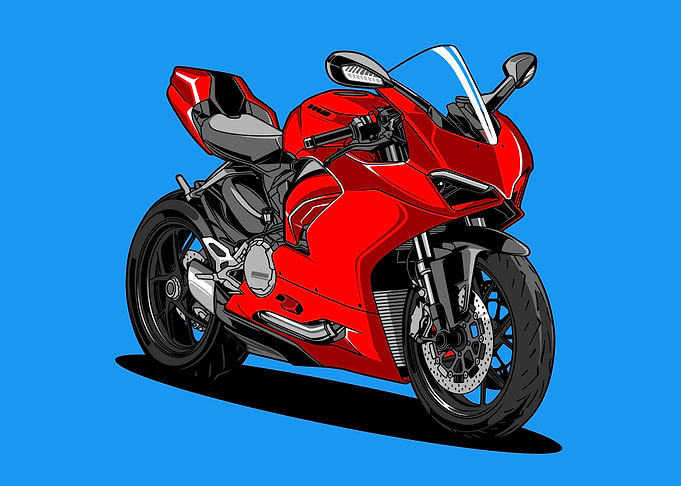Red Ducati Motorcycle Illustration