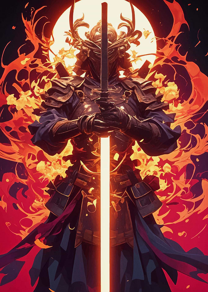 Samurai Flaming Sword Japan