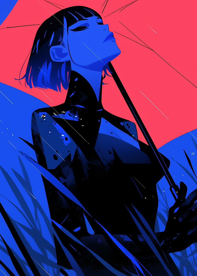 Blue & Red Anime Girl