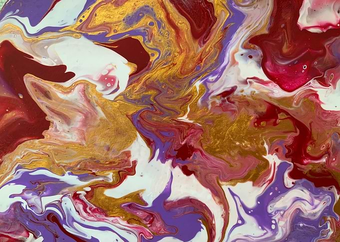 Abstract Swirls in Gold, Red, and Purple