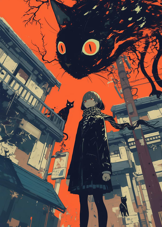 Girl and Shadow Cat