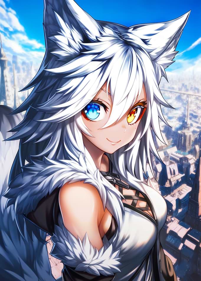 Arctic Foxgirl in the city