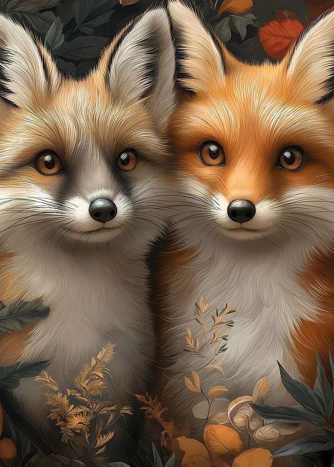 Two Foxes in Autumn