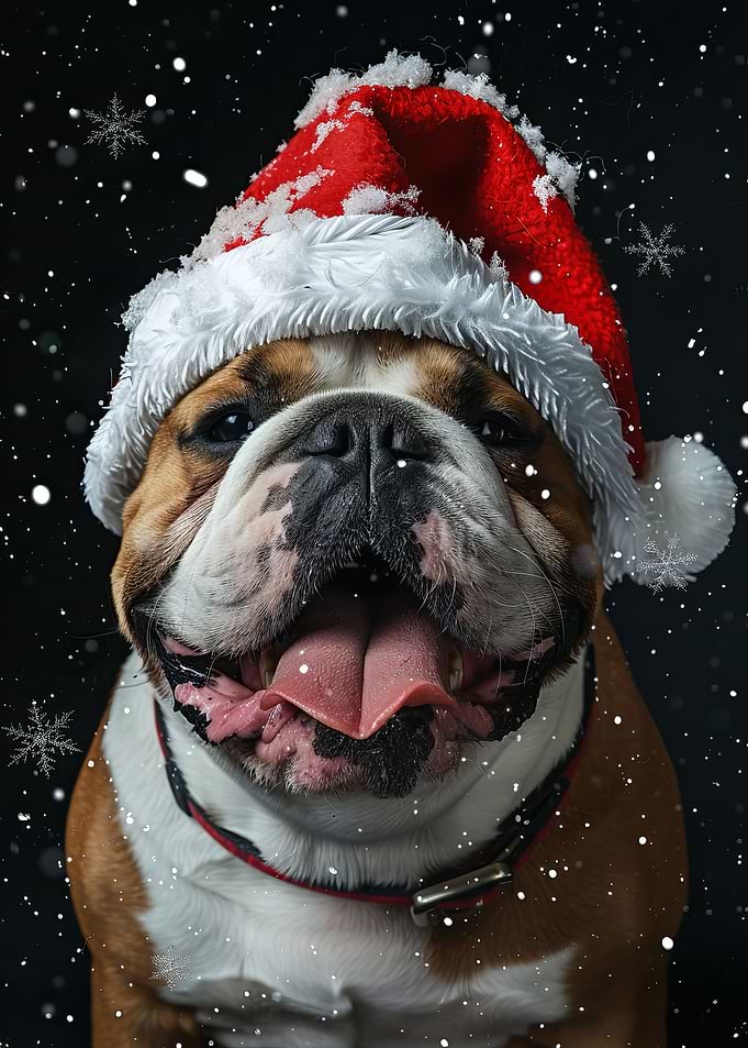 Bulldog Christmas Hat